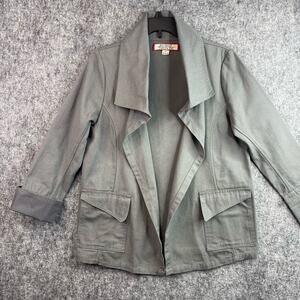 Beyond Threads Womens Jacket Gray Cotton Canvas Jacket Size S EUC
